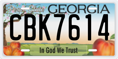 GA license plate CBK7614