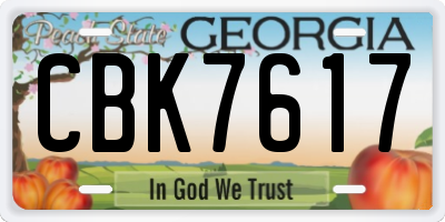 GA license plate CBK7617