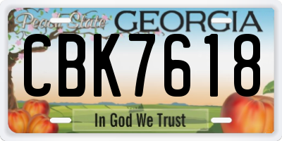 GA license plate CBK7618