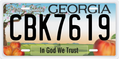 GA license plate CBK7619