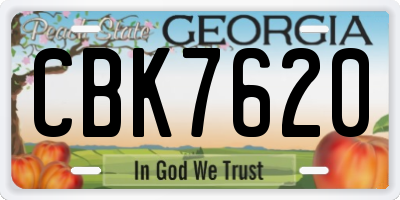 GA license plate CBK7620