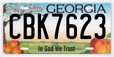 GA license plate CBK7623