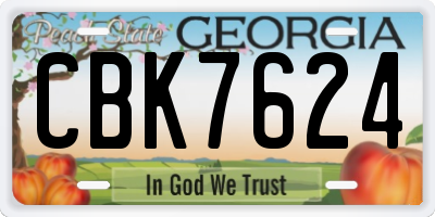 GA license plate CBK7624