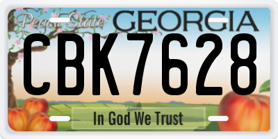 GA license plate CBK7628