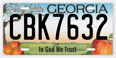 GA license plate CBK7632