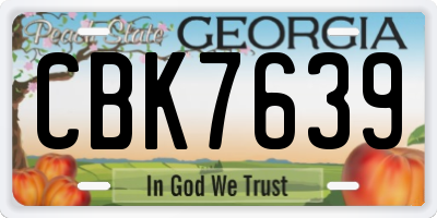 GA license plate CBK7639