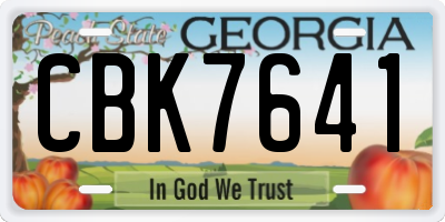 GA license plate CBK7641