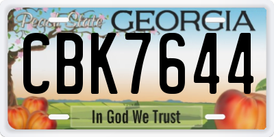 GA license plate CBK7644