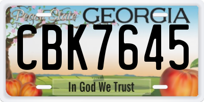 GA license plate CBK7645