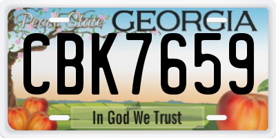 GA license plate CBK7659