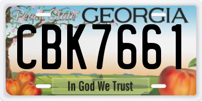 GA license plate CBK7661