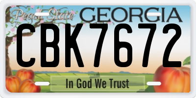 GA license plate CBK7672