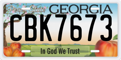GA license plate CBK7673