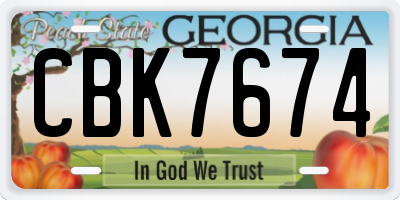 GA license plate CBK7674