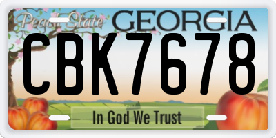 GA license plate CBK7678