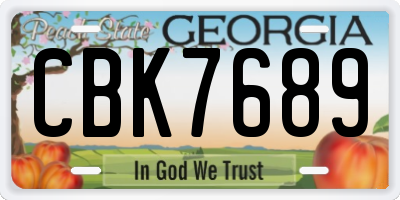GA license plate CBK7689