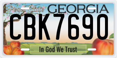 GA license plate CBK7690