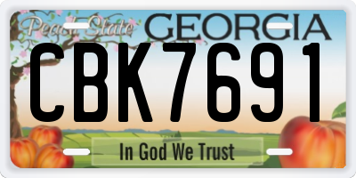 GA license plate CBK7691