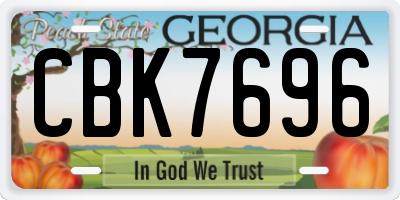 GA license plate CBK7696
