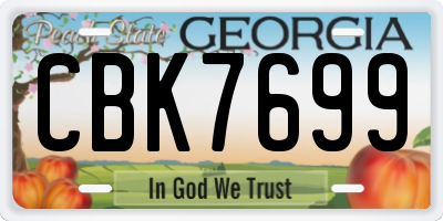 GA license plate CBK7699