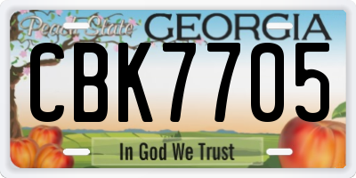 GA license plate CBK7705