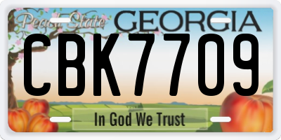 GA license plate CBK7709