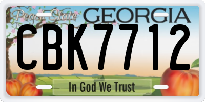 GA license plate CBK7712