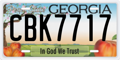 GA license plate CBK7717