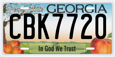 GA license plate CBK7720