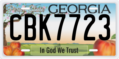 GA license plate CBK7723