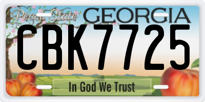 GA license plate CBK7725