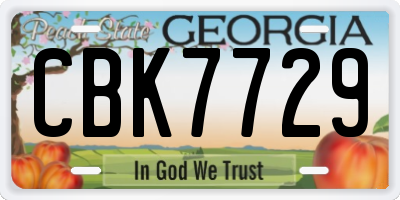 GA license plate CBK7729