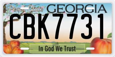 GA license plate CBK7731