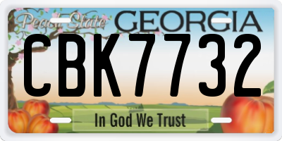GA license plate CBK7732