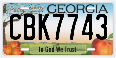 GA license plate CBK7743