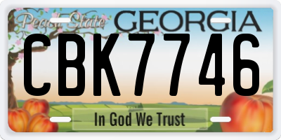 GA license plate CBK7746