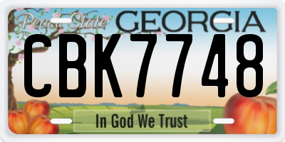 GA license plate CBK7748