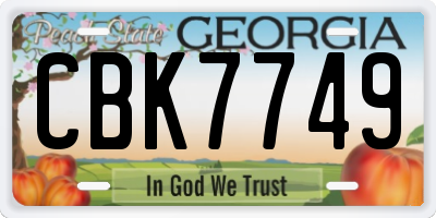 GA license plate CBK7749