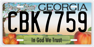 GA license plate CBK7759