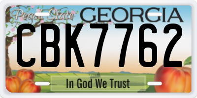 GA license plate CBK7762
