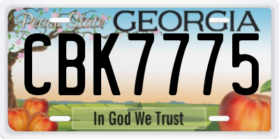 GA license plate CBK7775