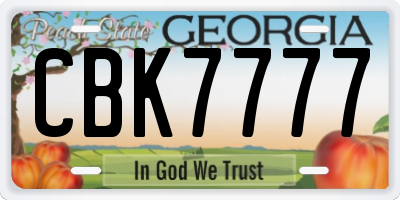 GA license plate CBK7777