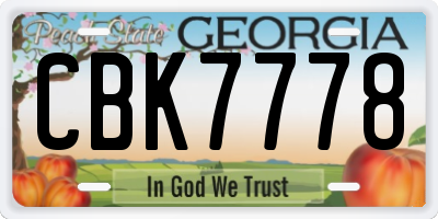 GA license plate CBK7778