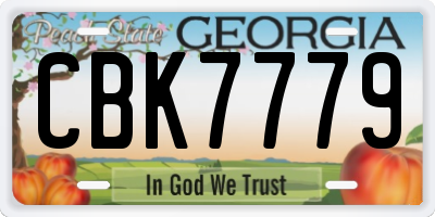 GA license plate CBK7779
