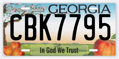 GA license plate CBK7795