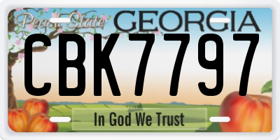 GA license plate CBK7797
