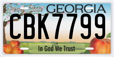 GA license plate CBK7799