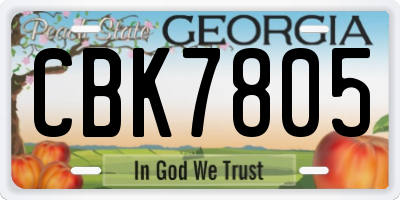 GA license plate CBK7805