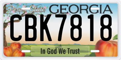 GA license plate CBK7818