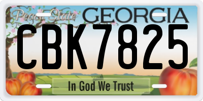 GA license plate CBK7825